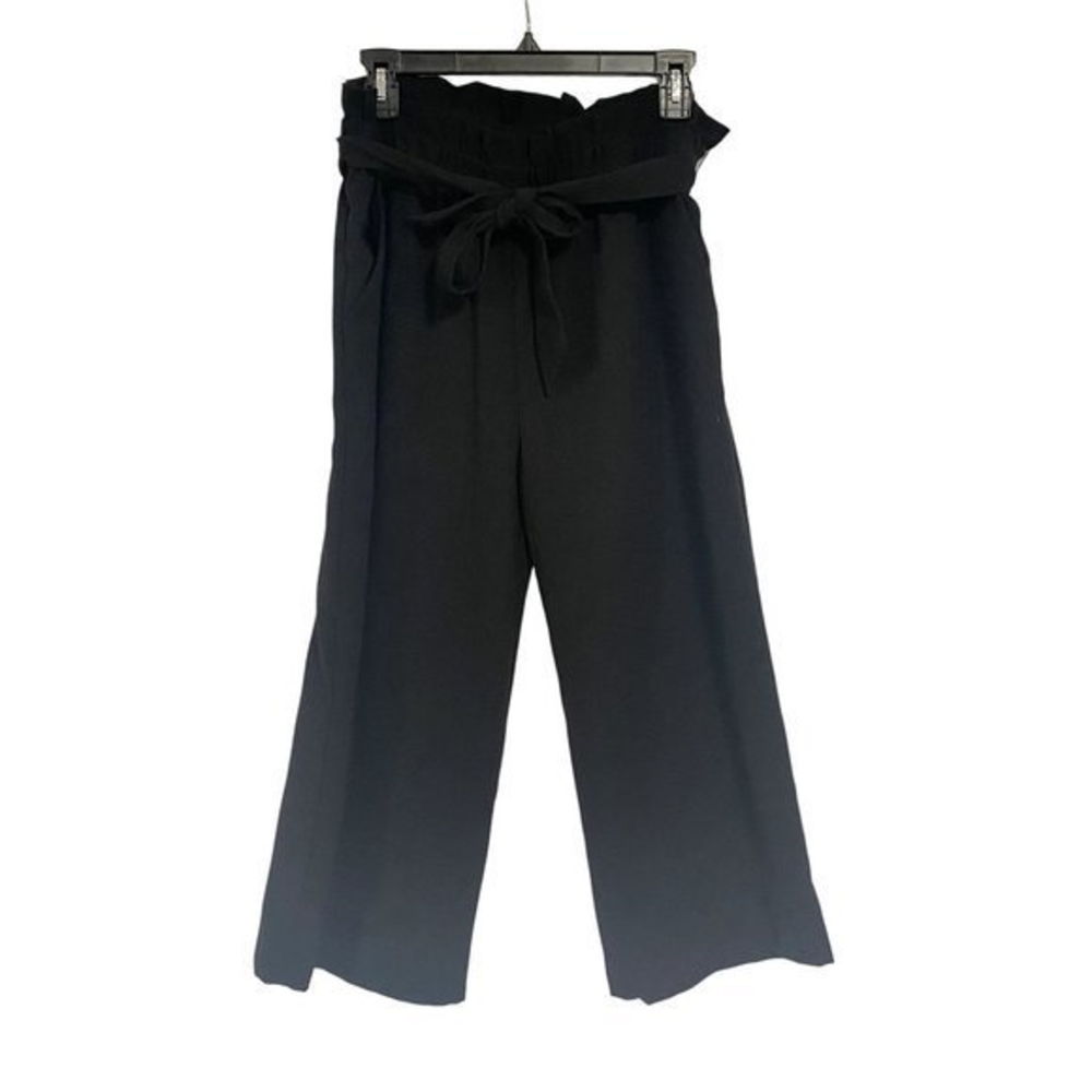 Suncoo Paris Pantalon‎ Jack Paperbag Waist Wide Leg Capri Black Pants Size T3